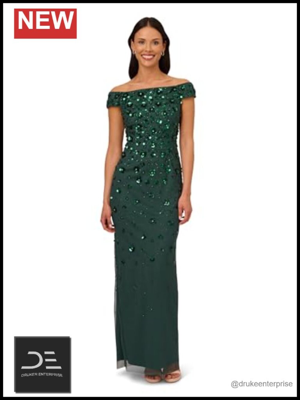 Off Shoulder Beaded Sheath Gown Formal Evening Dress